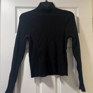 Black Ribbed Turtleneck Sweater